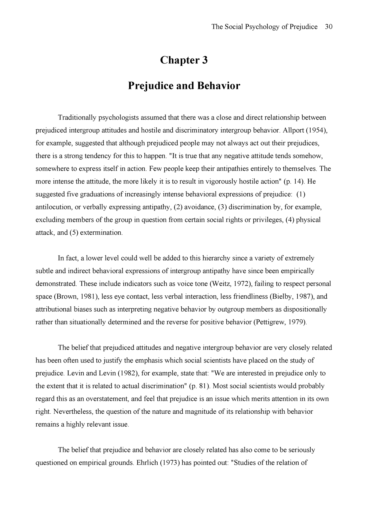 Lecture Notes Social Psychology The Social Psychology Of Prejudice Chapter Prejudice