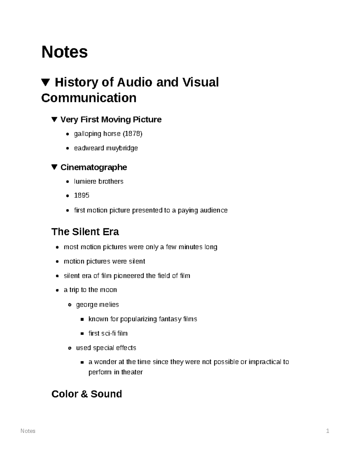 History of Audio Visual Medium Notes History of Audio and Visual