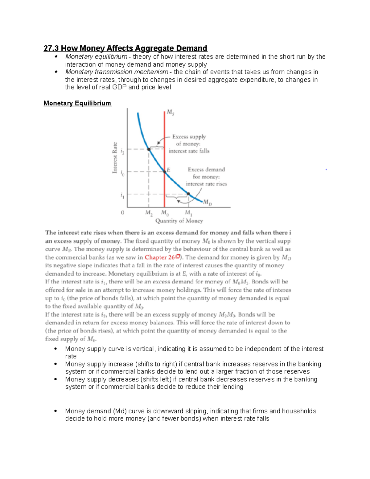 How Money Affects Aggregate Demand Changes in the demand for money or