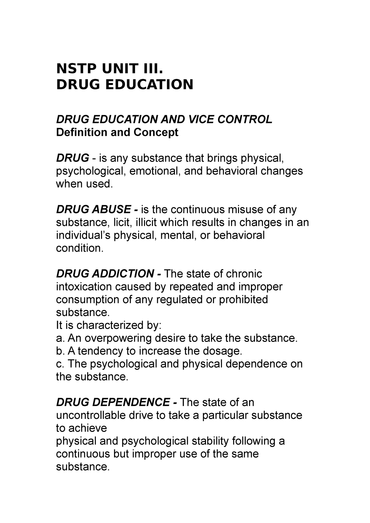 drug education and prevention essay