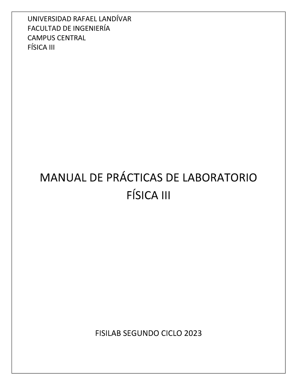 Manual De Practicas De Laboratorio - Física III - URL - Studocu