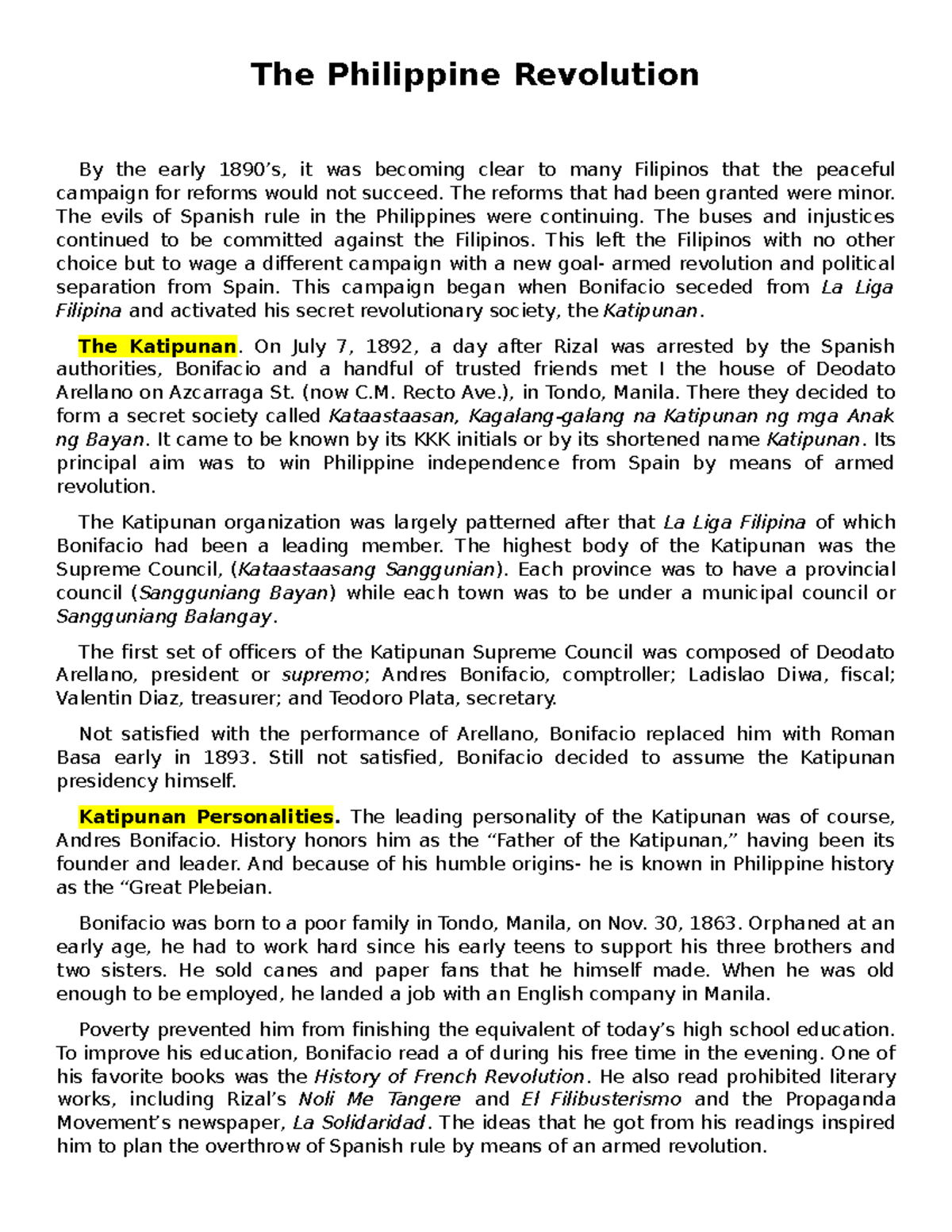 The-Philippine-Revolution - The Philippine Revolution By the early 1890 ...