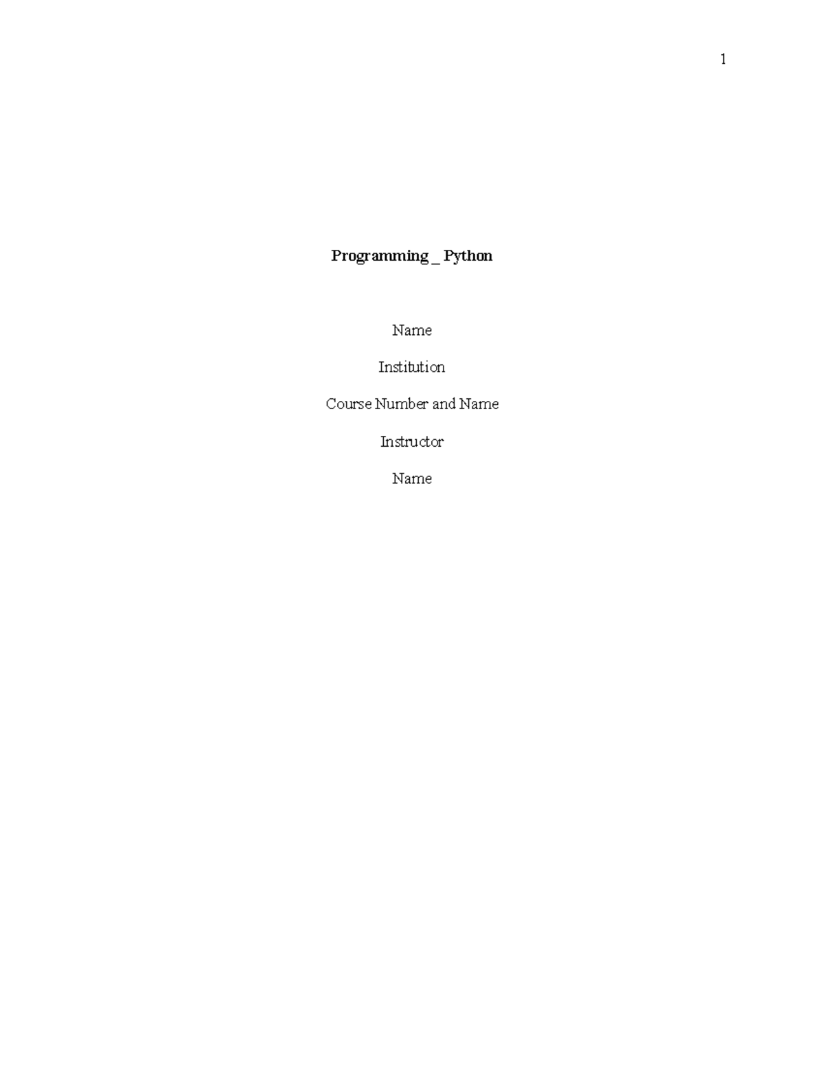 Python Programming 5 - Programming _ Python Name Institution Course ...