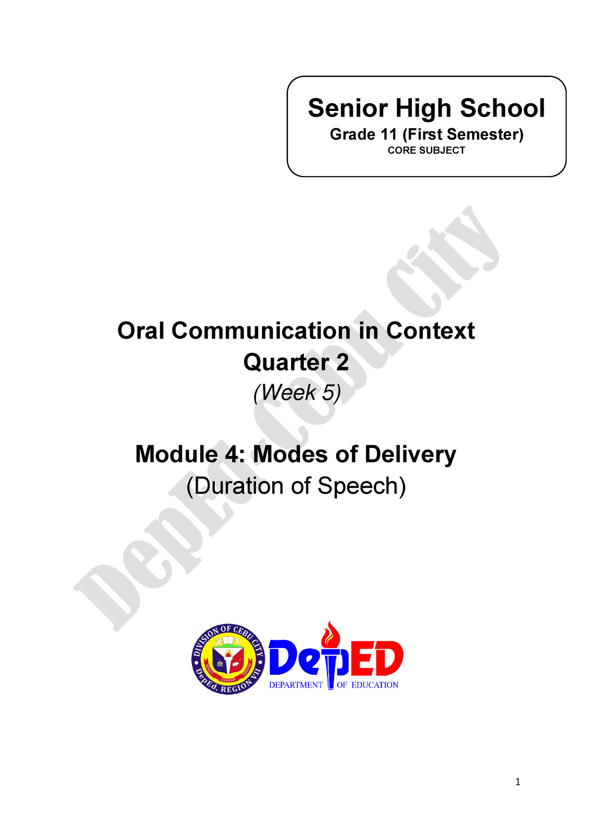 4 Q2 Oral Comm Oral Communication Module 4 Quarter 2 Oral