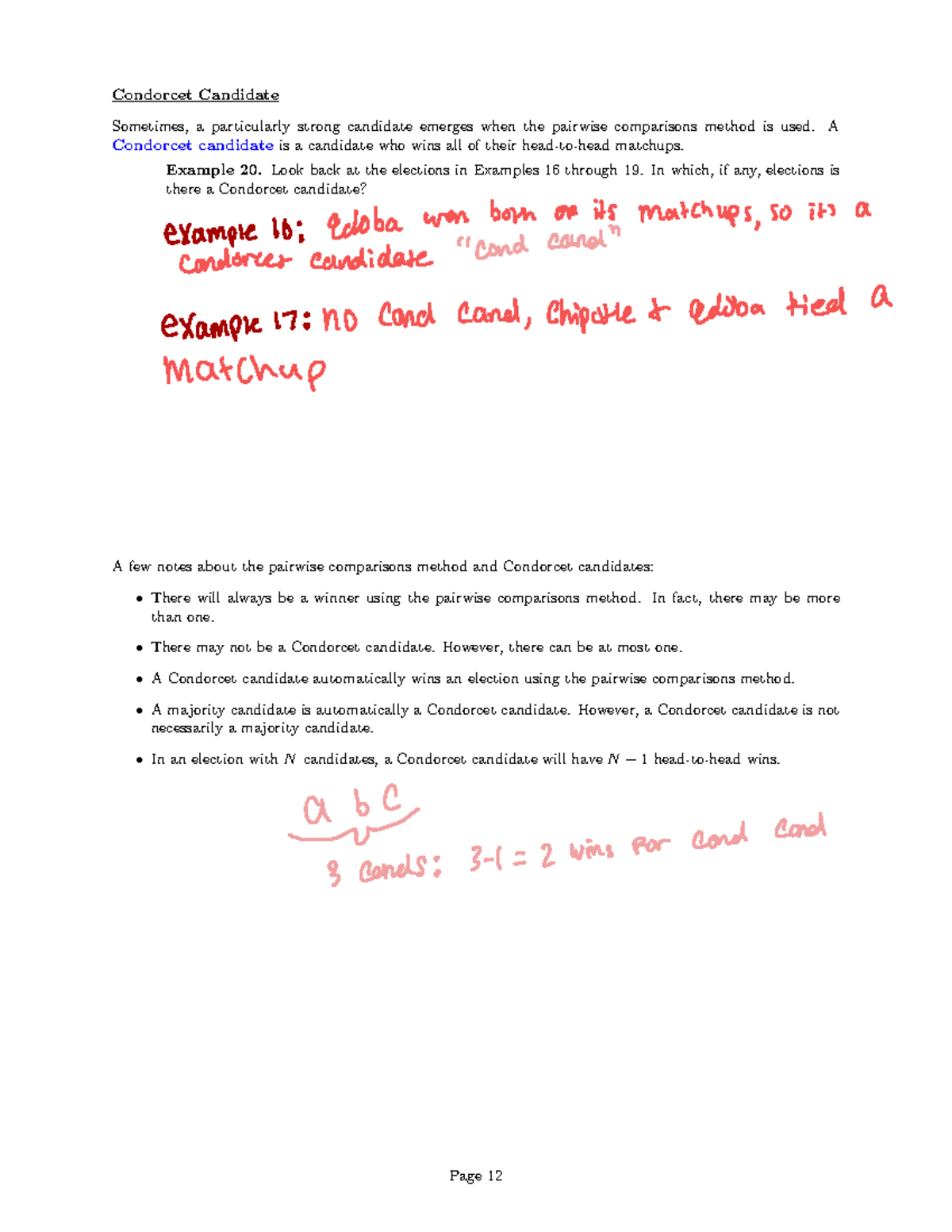Pairwise Comparisons; Condorcet Candidate PGS 9-12 - Condorcet ...