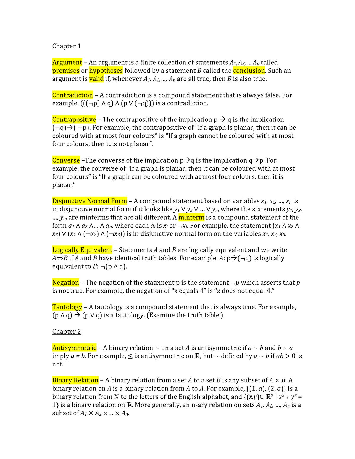 Discrete Key Words How To Math Chapter Argument An Argument Is A Finite Collection Studocu