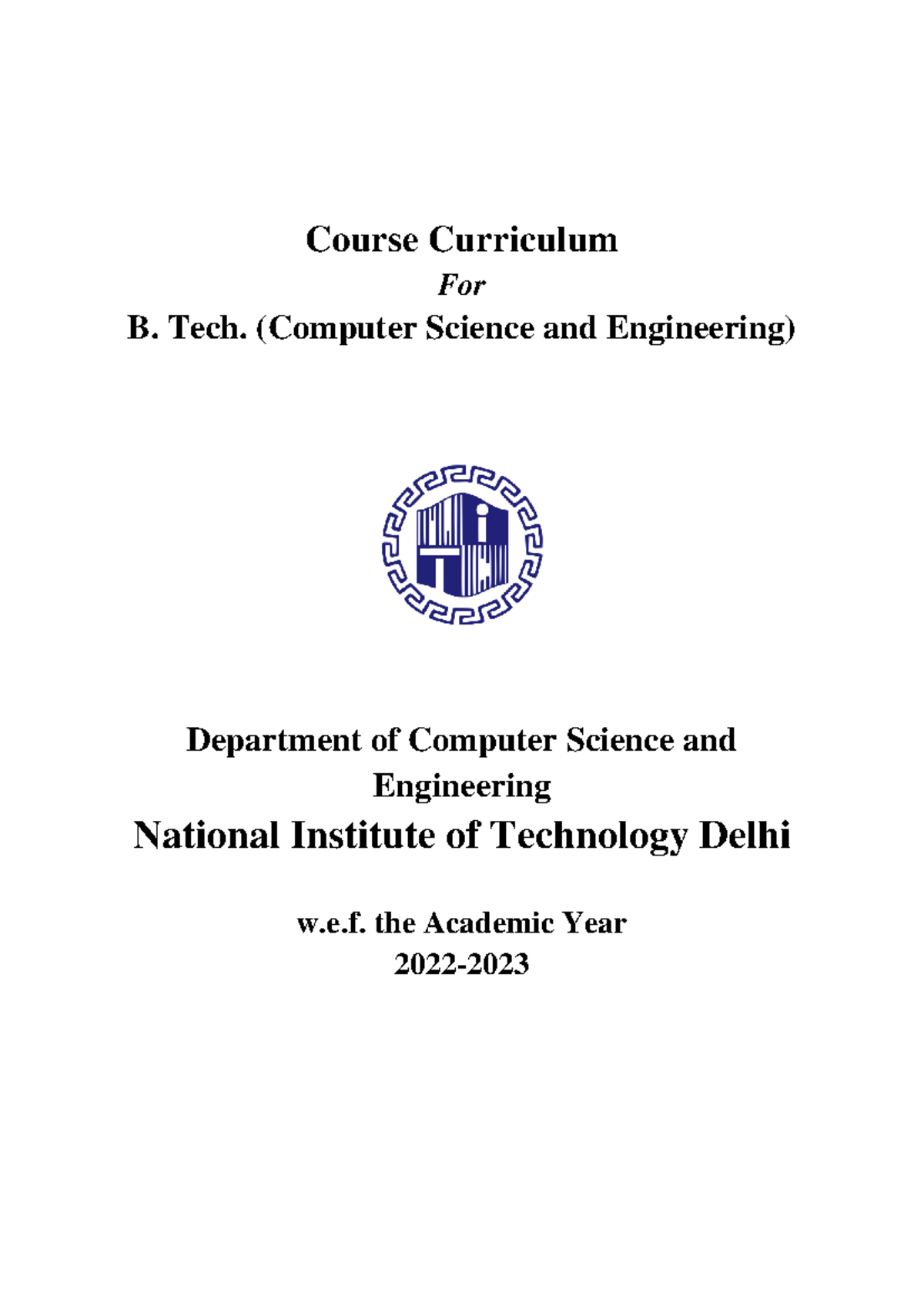 Boshdarewwlollll - Course Curriculum For B. Tech. (Computer Science and ...