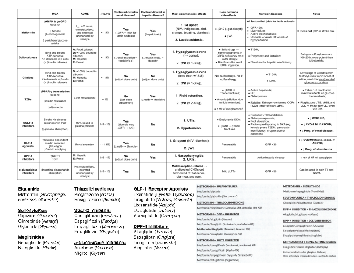 T2DM Oral Med Chart - M E T F O R M IN + SULFONYLUREA METFORMIN ...