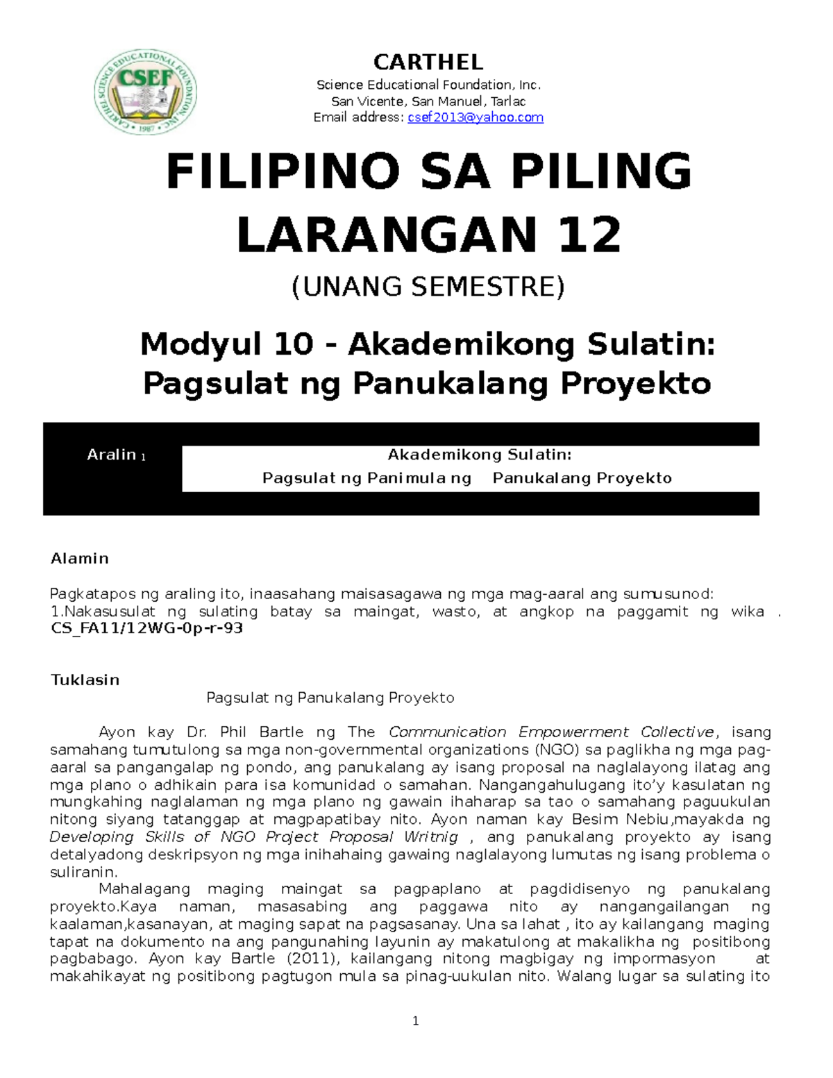 FIL12 Lecture notes 1 school year 2928 CARTHEL Science Educational