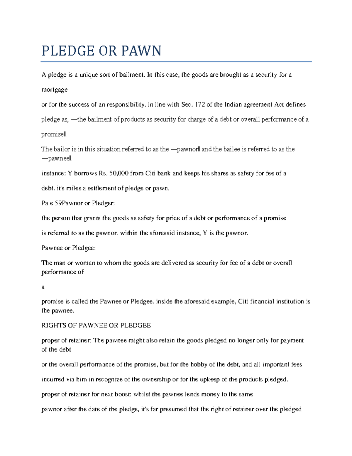 Pledge OR PAWN - Hey friends This thread contains quality notes ...