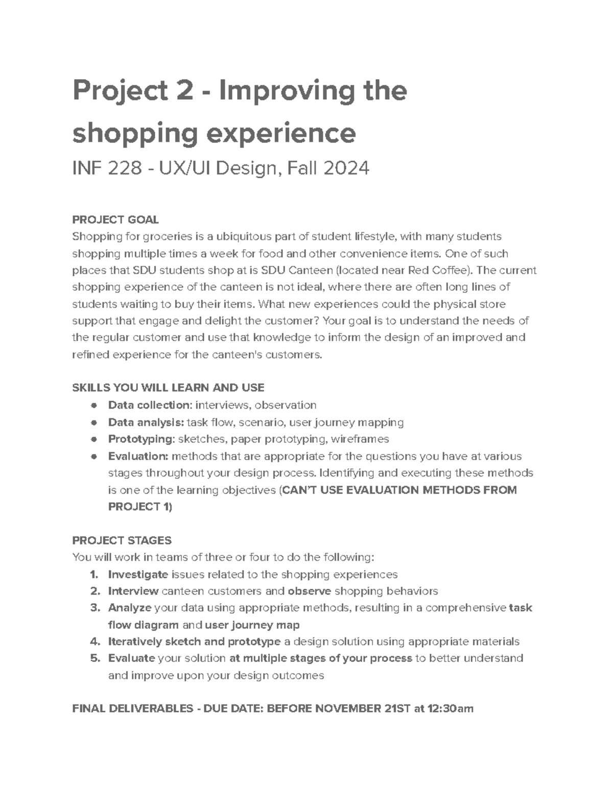 INF 228 - Project 2 - Project 2 - Improving the shopping experience INF ...