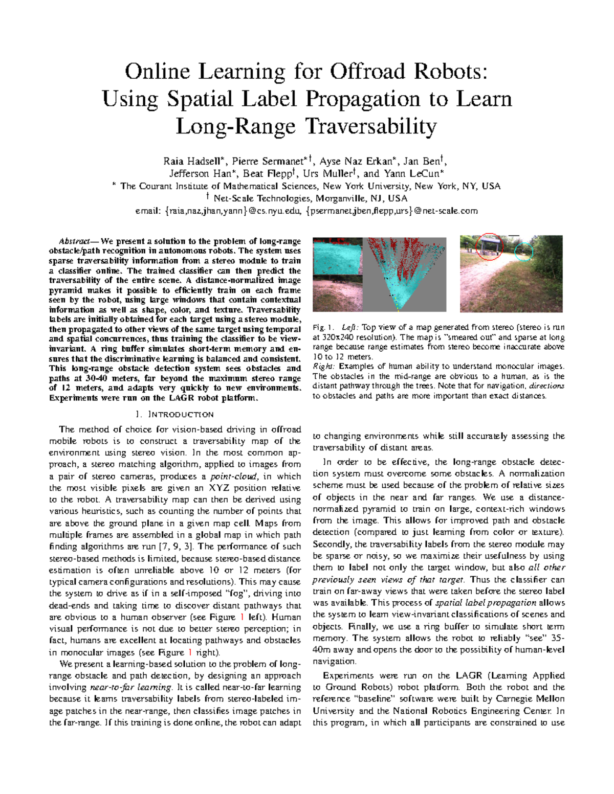 Online learning for offroad robots using spatial label propagation to ...