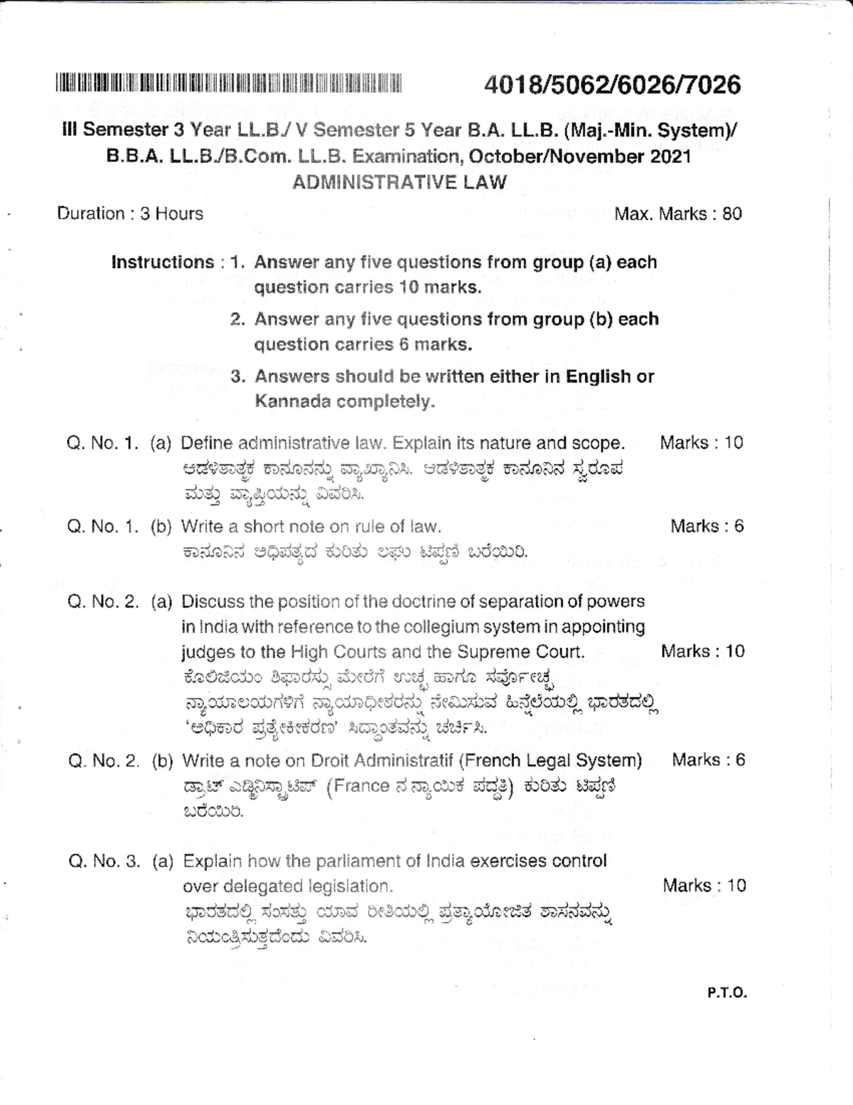 Administative LAW Oct,NOV 2021 - ADMINISTRATIVE LAW I Llilll Lllll ...