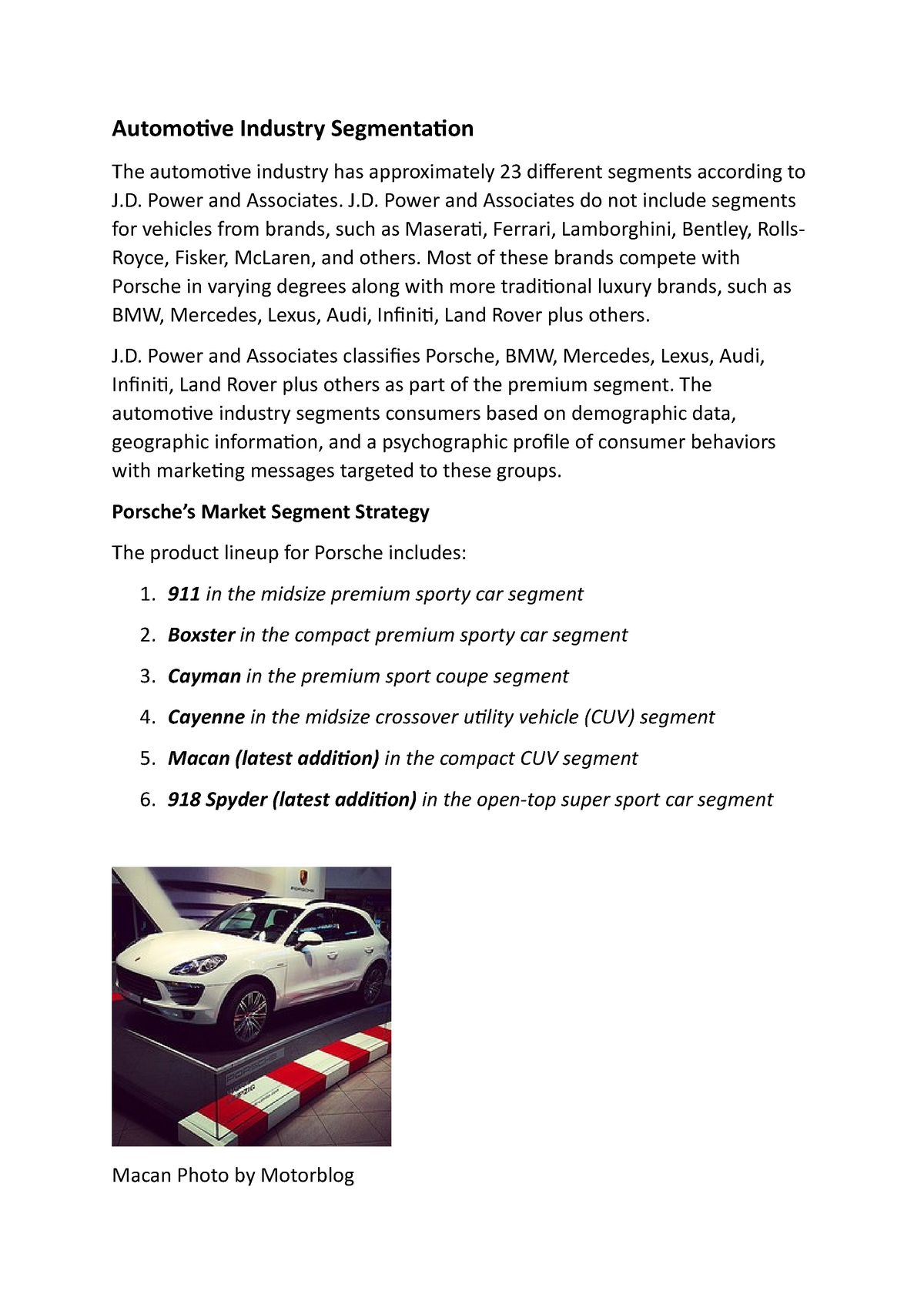 a case study automotive industry