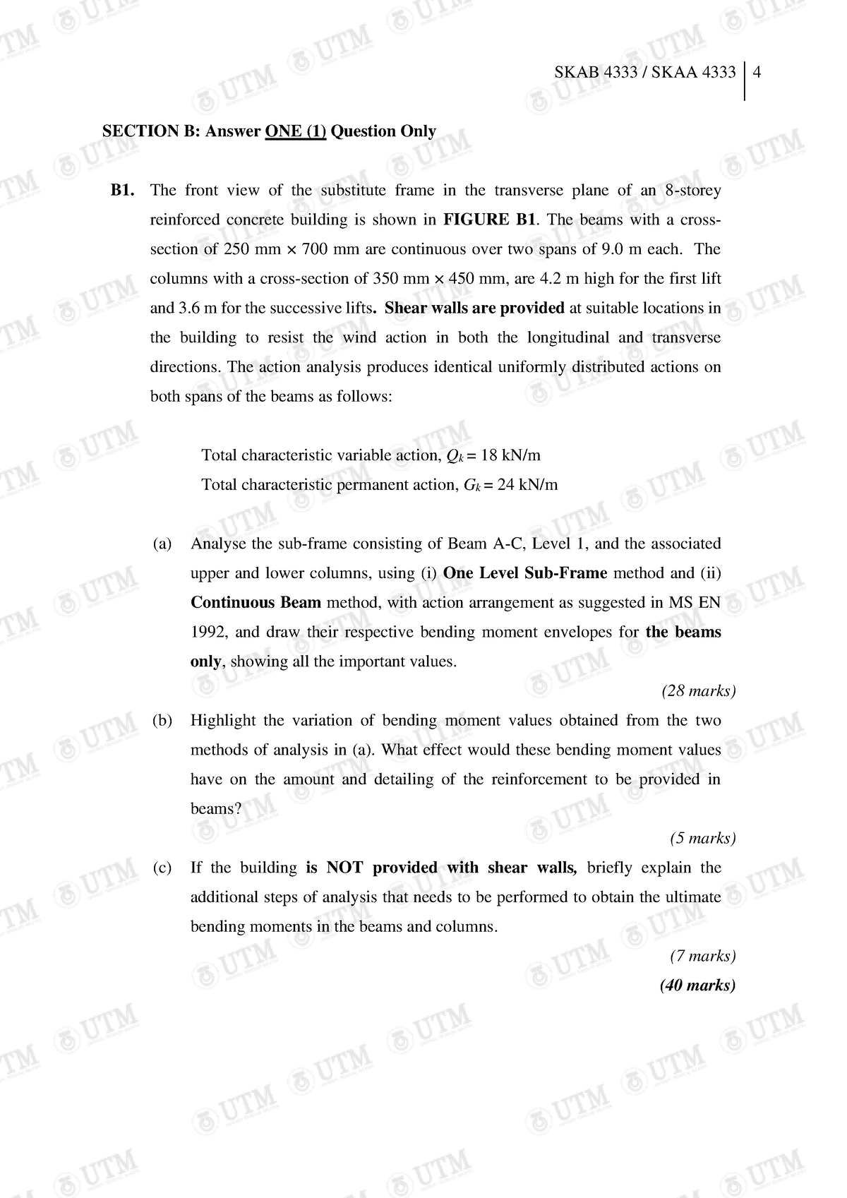 2021-22-S1 Final SKAB 4333 SECT B - SECTION B: Answer ONE (1) Question ...