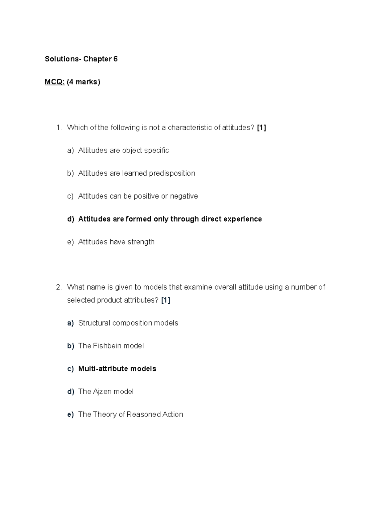 BEM CHAPTER 6 Solutions - Solutions- Chapter 6 MCQ: (4 marks) Which of ...