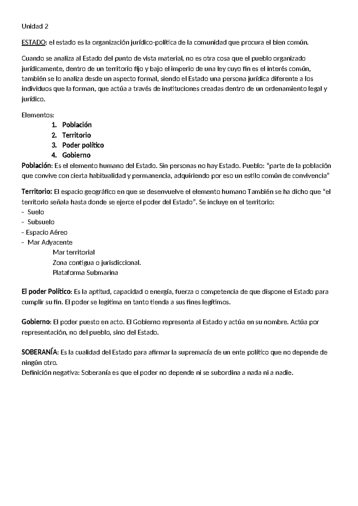 Unidad 2 de derecho constitucional - Unidad 2 ESTADO: el estado es la ...