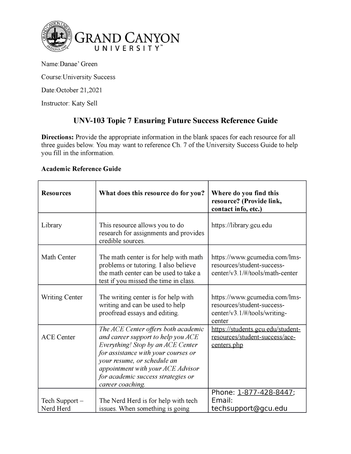 Reference Guide topic 7 - UNV-103 - GCU - Studocu
