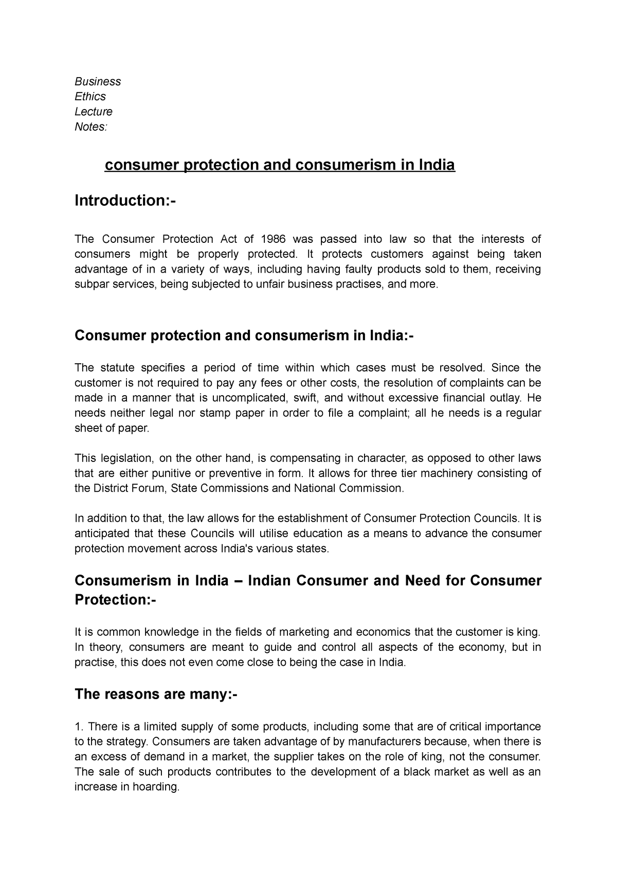 essay on consumer protection laws in india