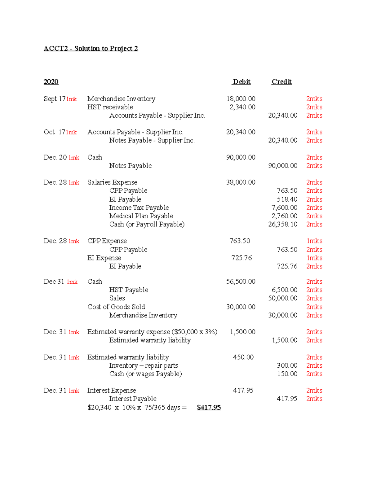 ACCT 2 Project 2 Solution - ACCT2 - Solution To Project 2 2020 Debit ...