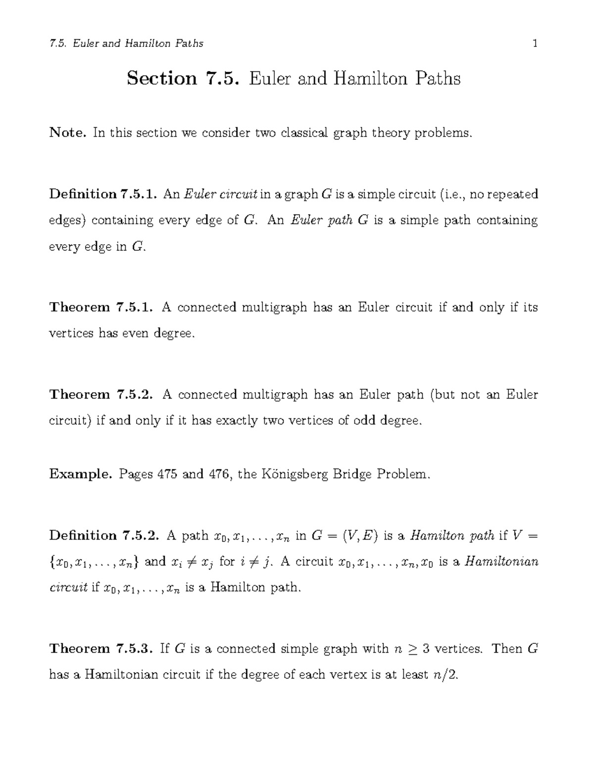 Euler And Hamilton Paths. - Euler And Hamilton Paths Note. In This ...