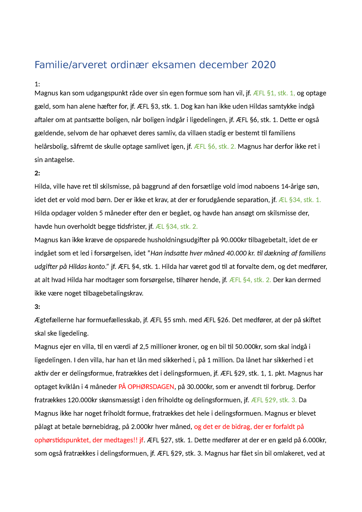 Eksamenssær Dec 2020:2021 - Familie/arveret Ordinær Eksamen December ...