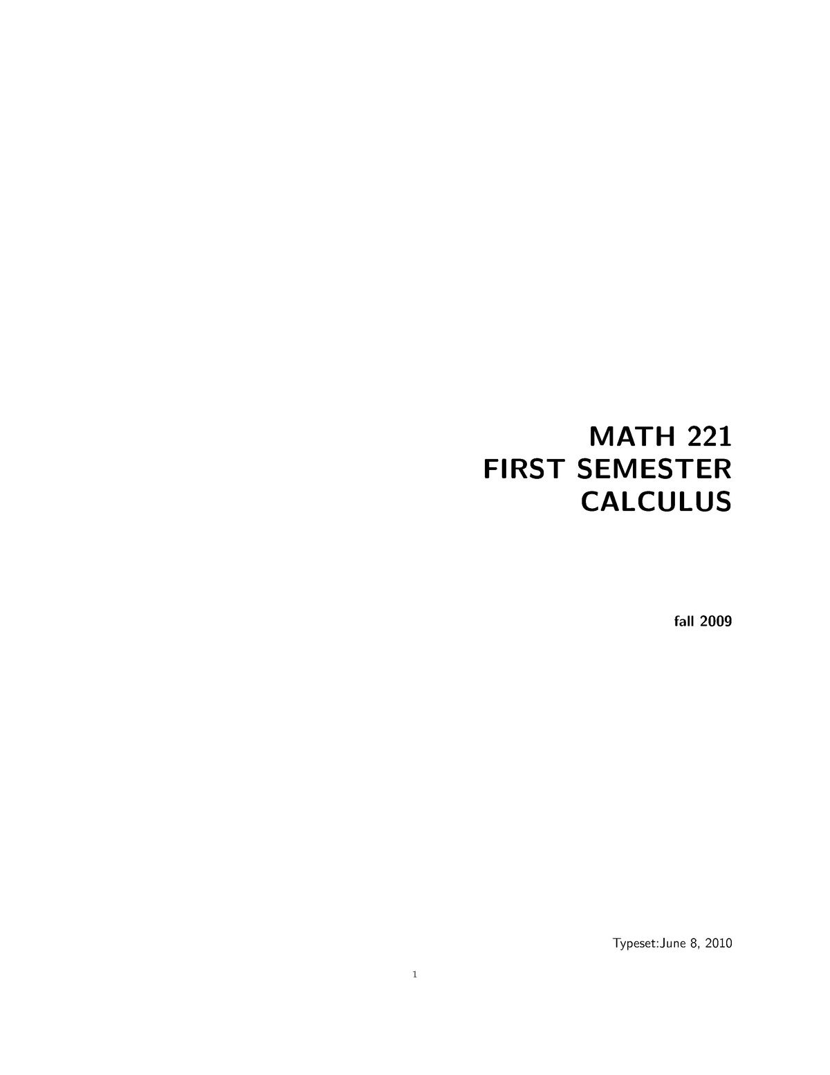 Calculas - Bsc Maths - MATH 221 FIRST SEMESTER CALCULUS Fall 2009 ...