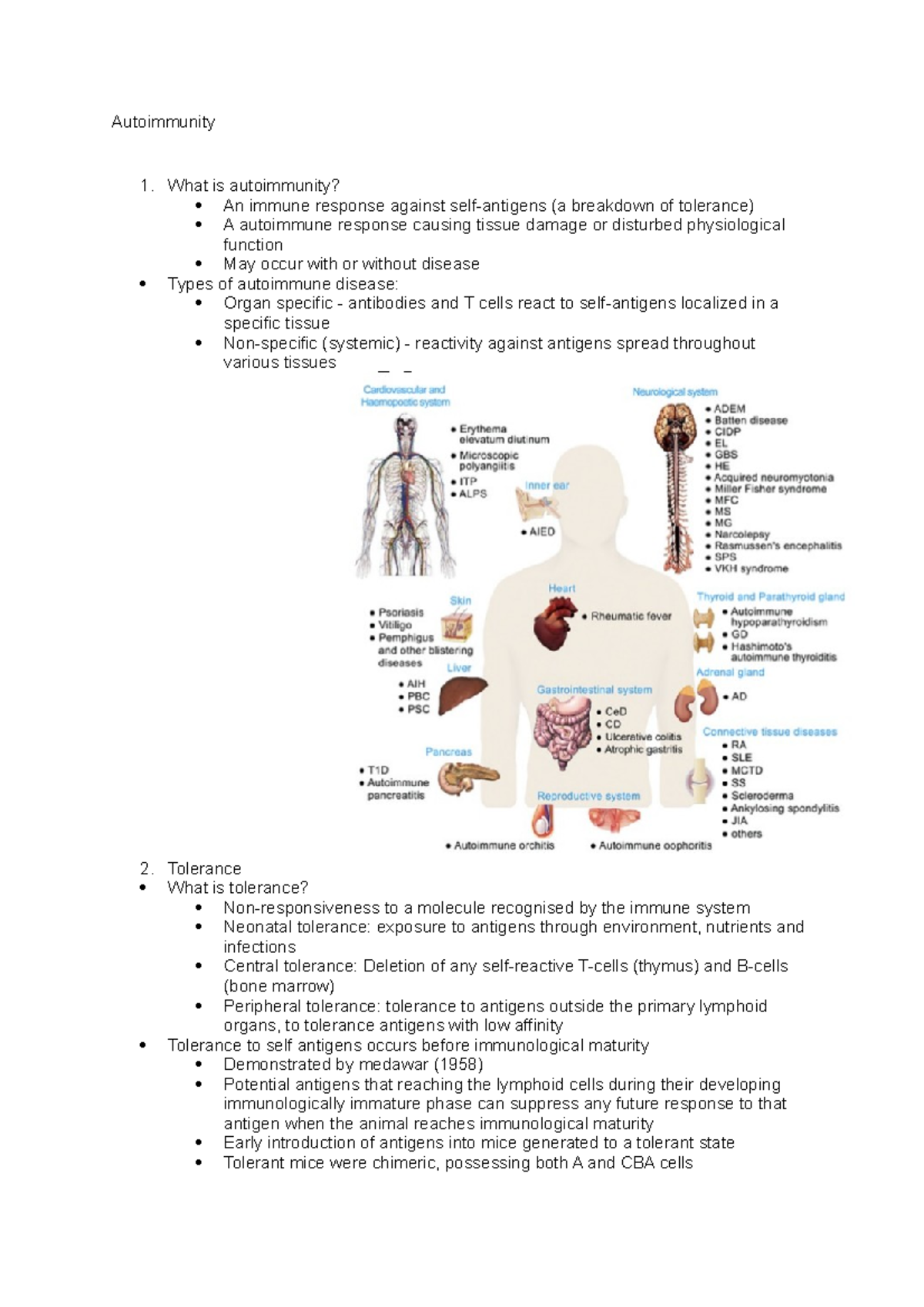 Autoimmunity - notes - Autoimmunity What is autoimmunity? An immune ...