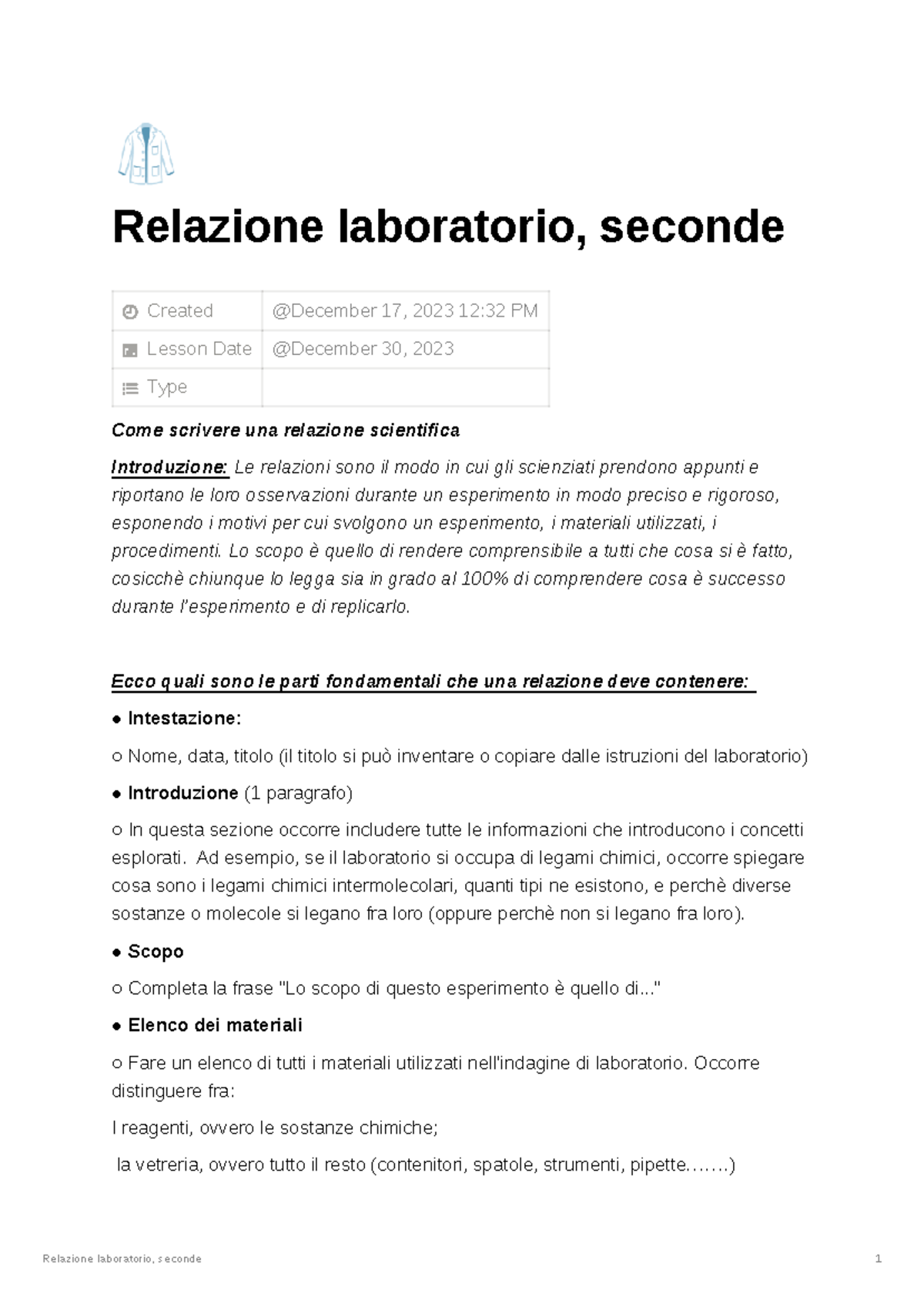 Esempio Relazione Di Laboratorio - Relazione Laboratorio, Seconde 1 🥼 ...