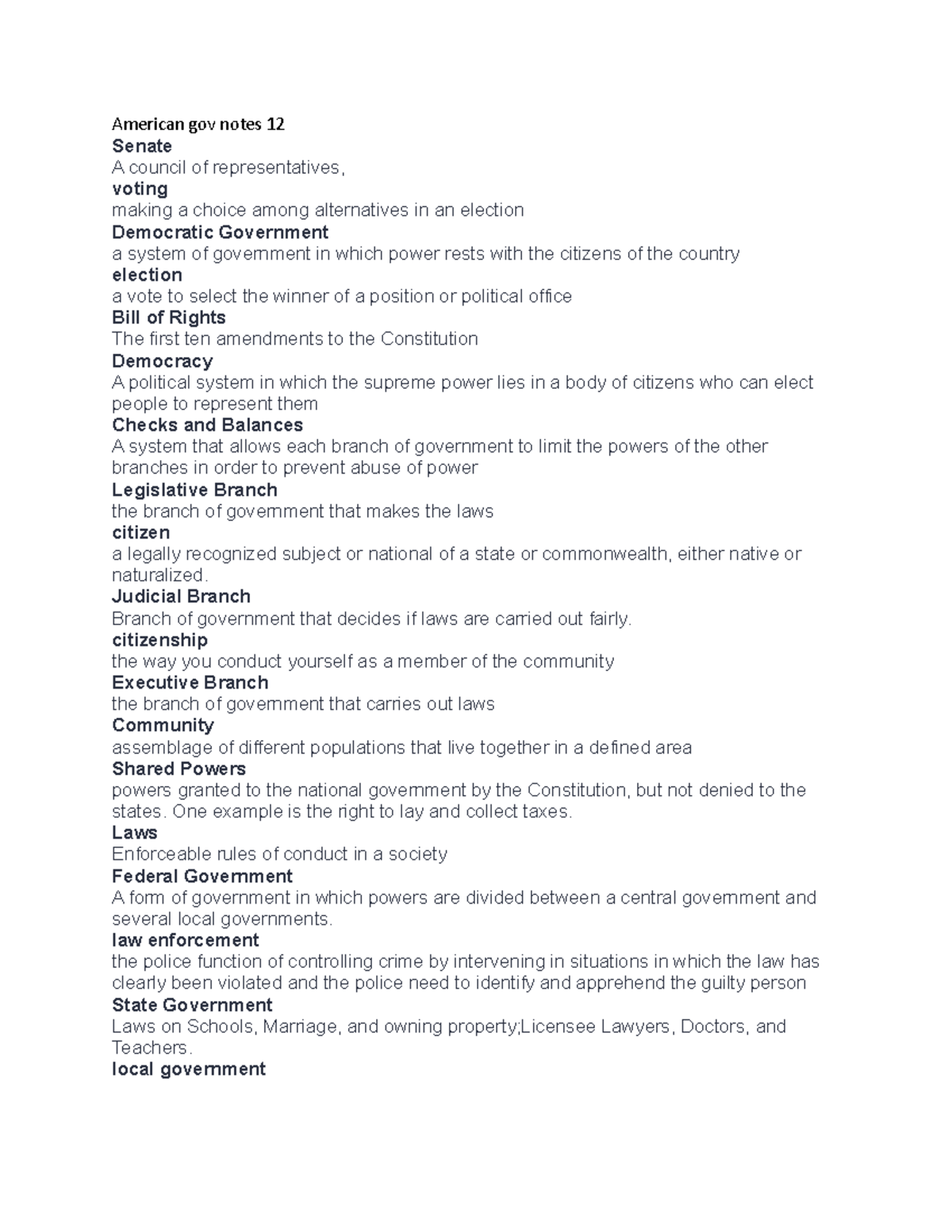 American gov notes 12 - Judicial Branch Branch of government that ...