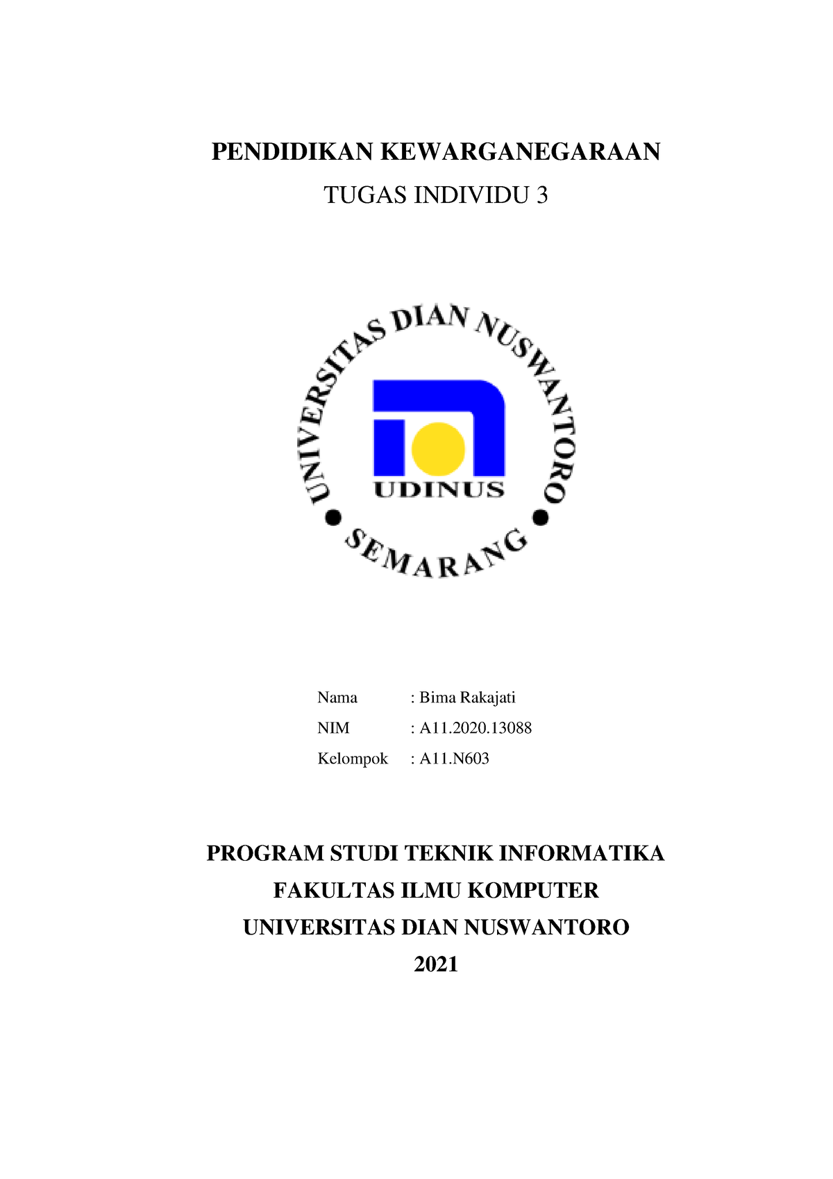 Tugas Individu 3 - PENDIDIKAN KEWARGANEGARAAN TUGAS INDIVIDU 3 Nama ...