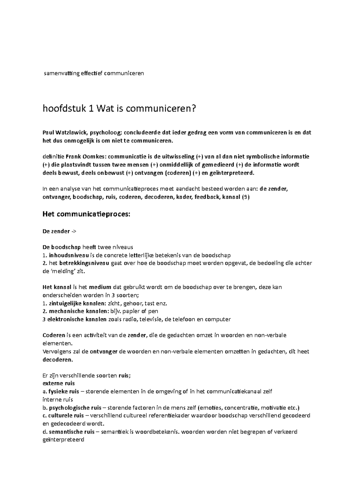 Samenvatting Effectief Communiceren - Samenvatting Effectief ...