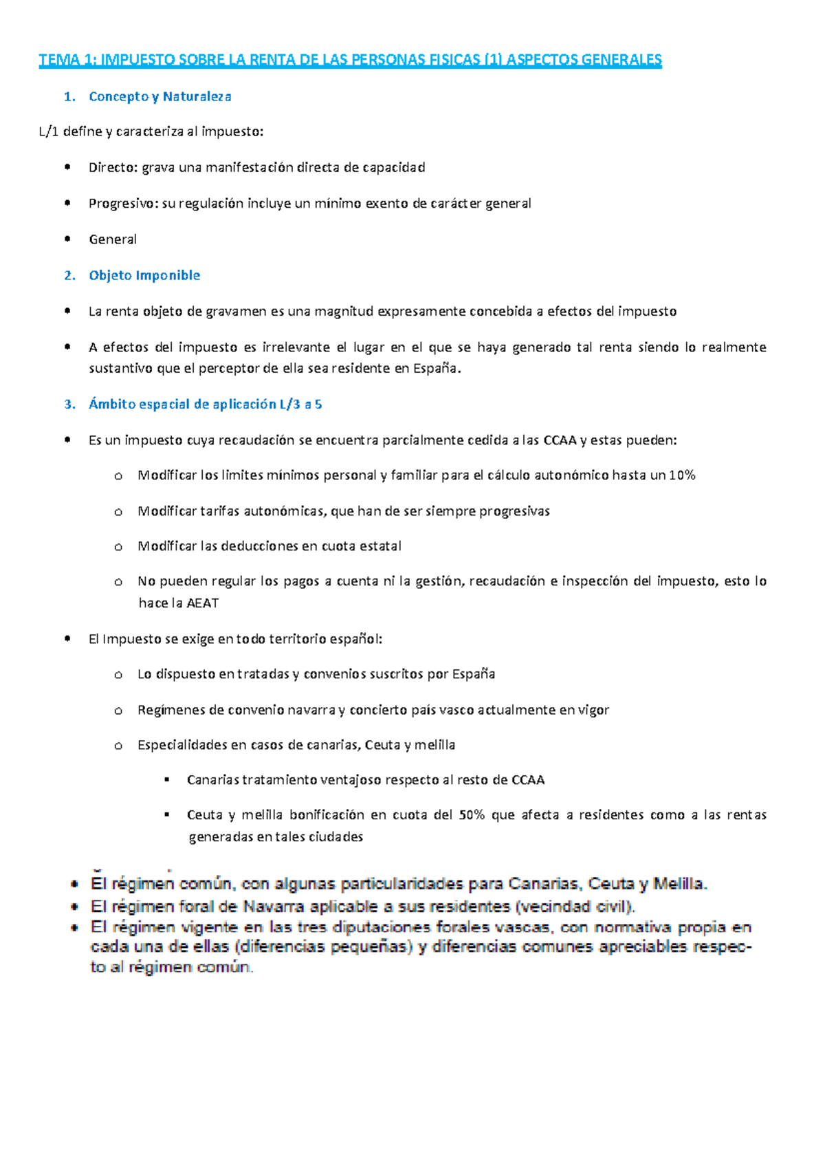 Resumen IRPF - TEMA 1: IMPUESTO SOBRE LA RENTA DE LAS PERSONAS FISICAS ...