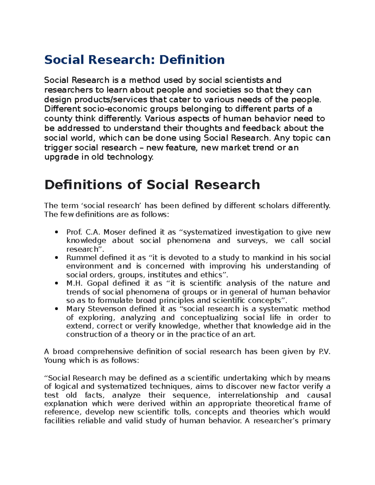 social research job meaning