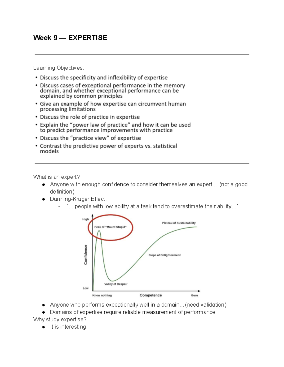 PSYC3315 (Cognitive Psychology) Part 7 - Week 9 — EXPERTISE Learning ...