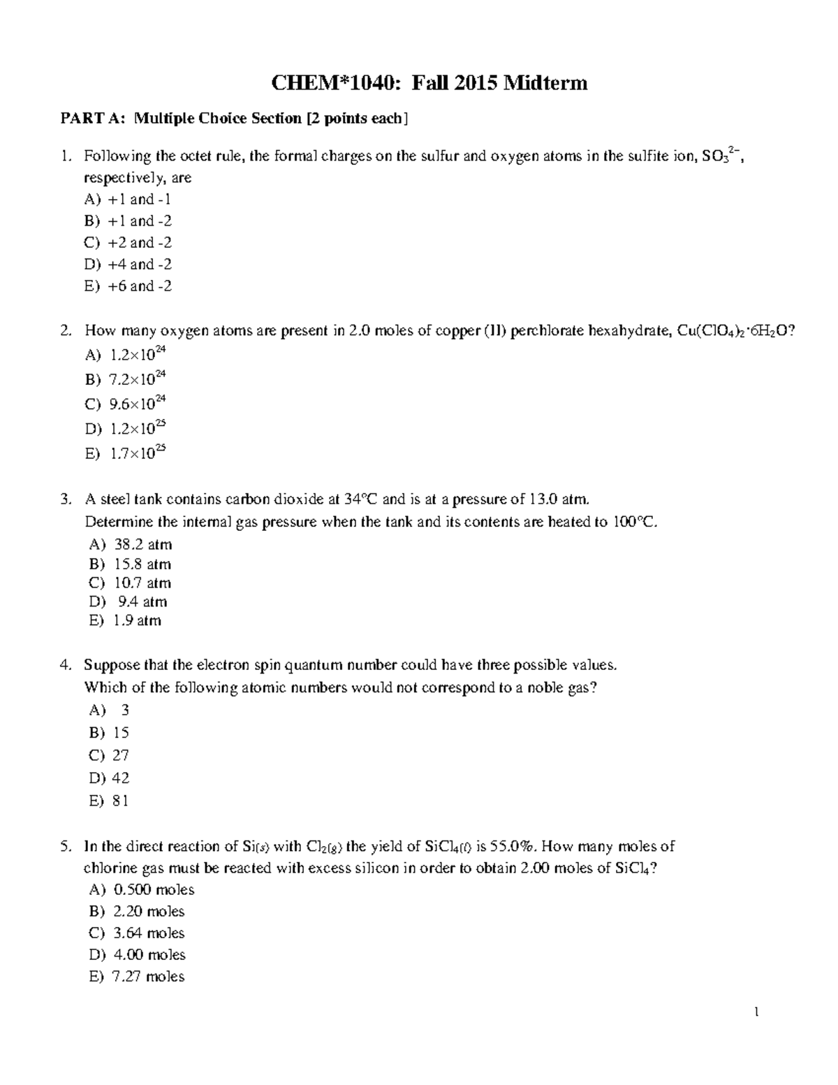 Exam 2015, questions - Fall 2015 Midterm PART A: Multiple Choice ...