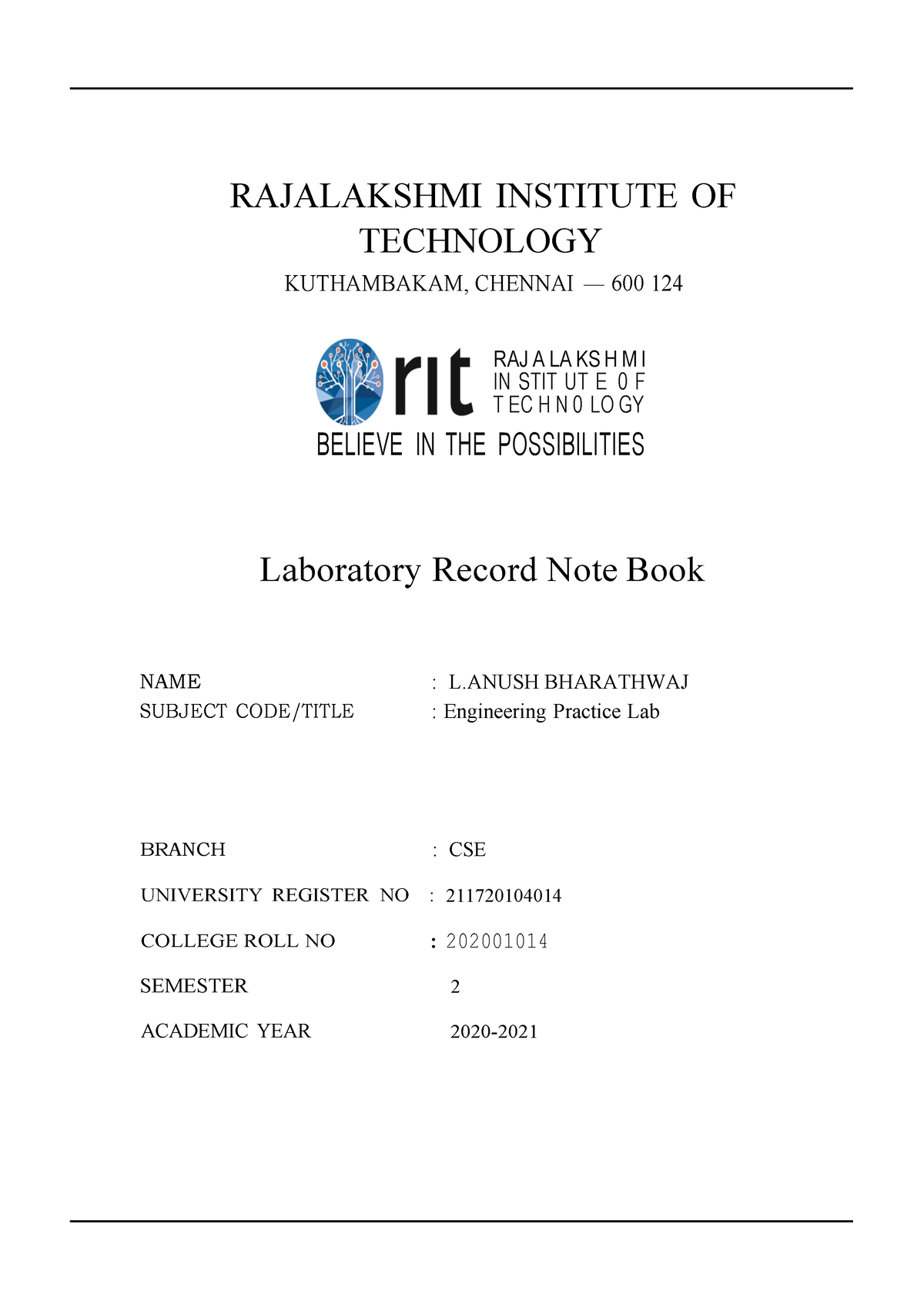 WORDforepl 1 - Notes - RAJALAKSHMI INSTITUTE OF TECHNOLOGY KUTHAMBAKAM ...