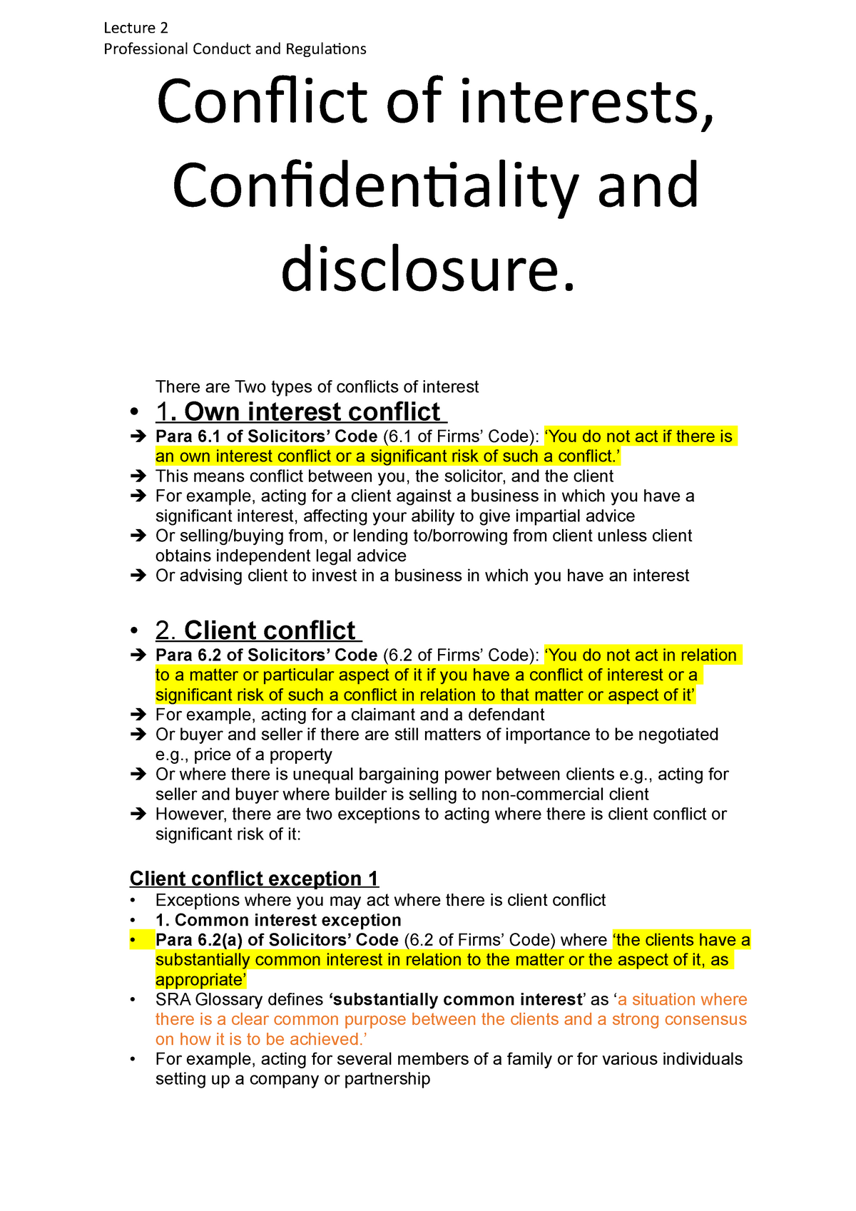 Conflict Of Interest And Confidentiality Lecture 2 Lecture 2 Professional Conduct And 5775