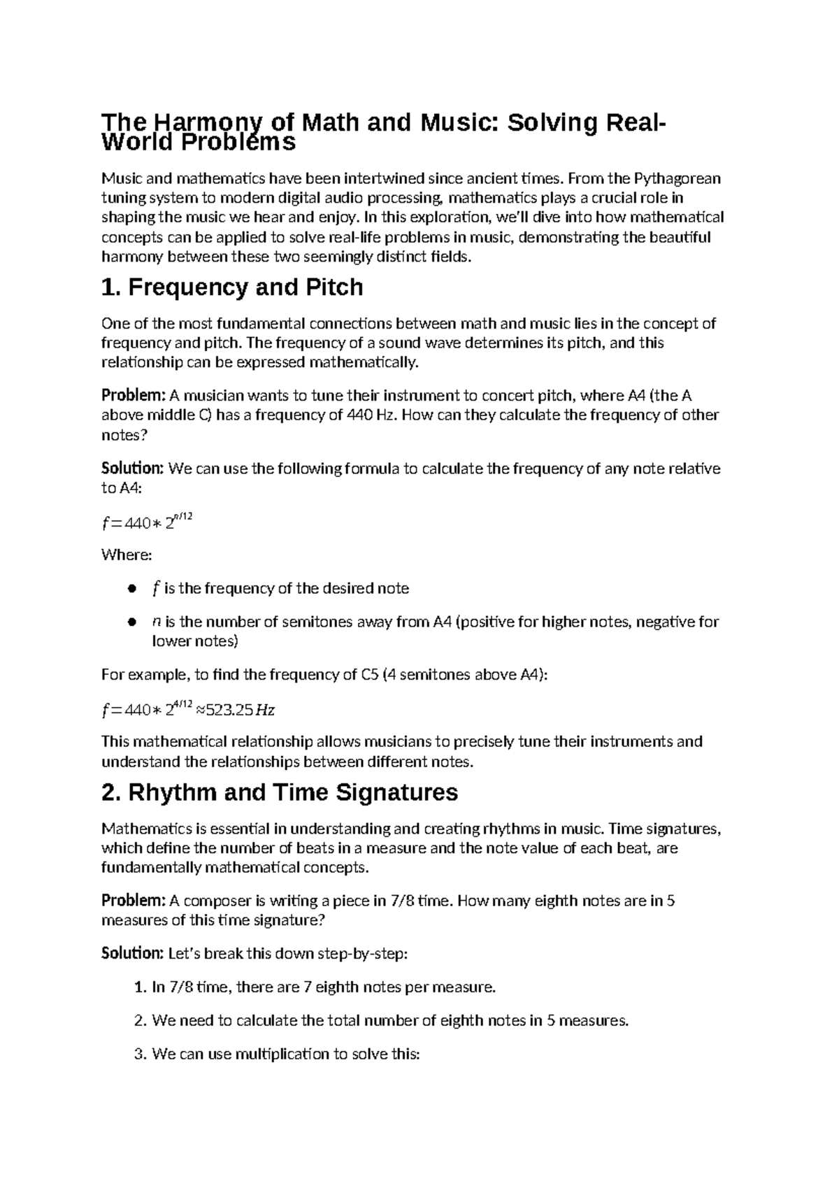 Grade 10 - math - The Harmony of Math and Music: Solving Real- World ...