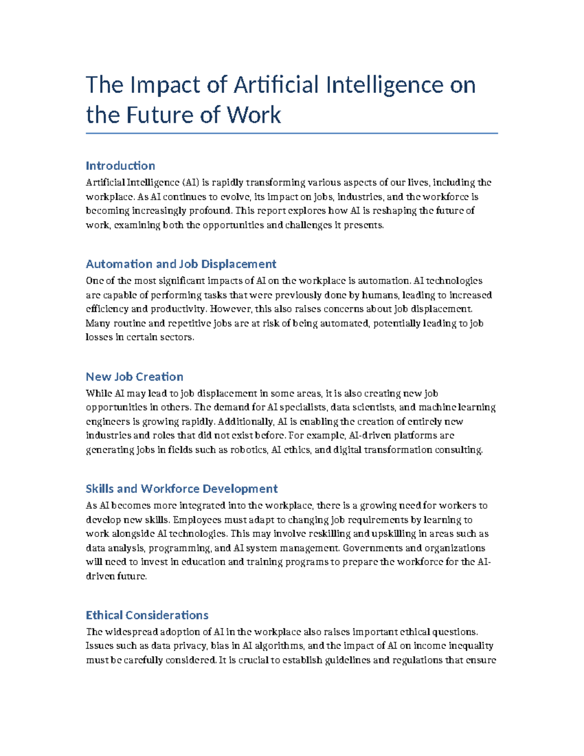Impact of AI on Future of Work - The Impact of Artificial Intelligence ...