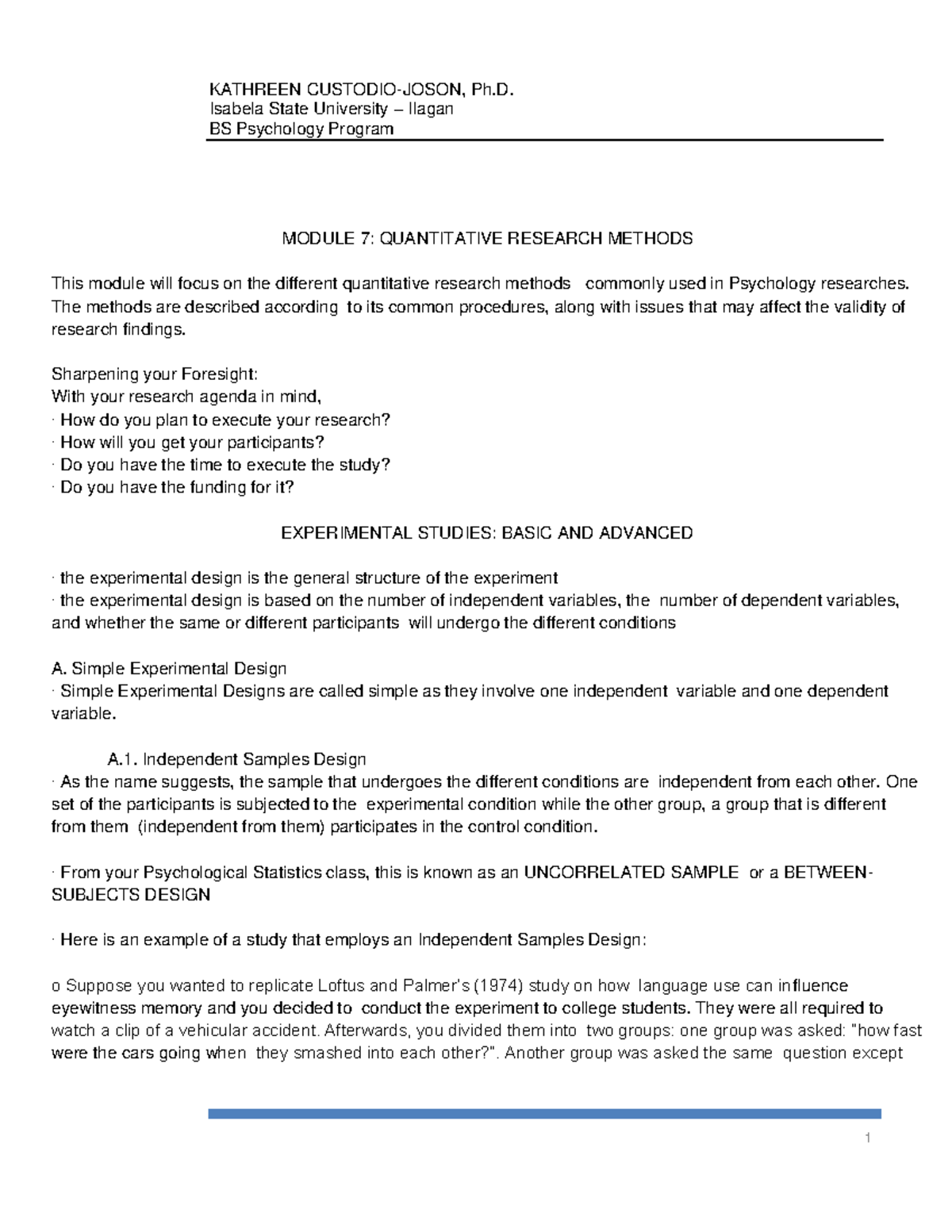 07 Module 7 Quantitative Methods Isabela State University Ilagan Bs