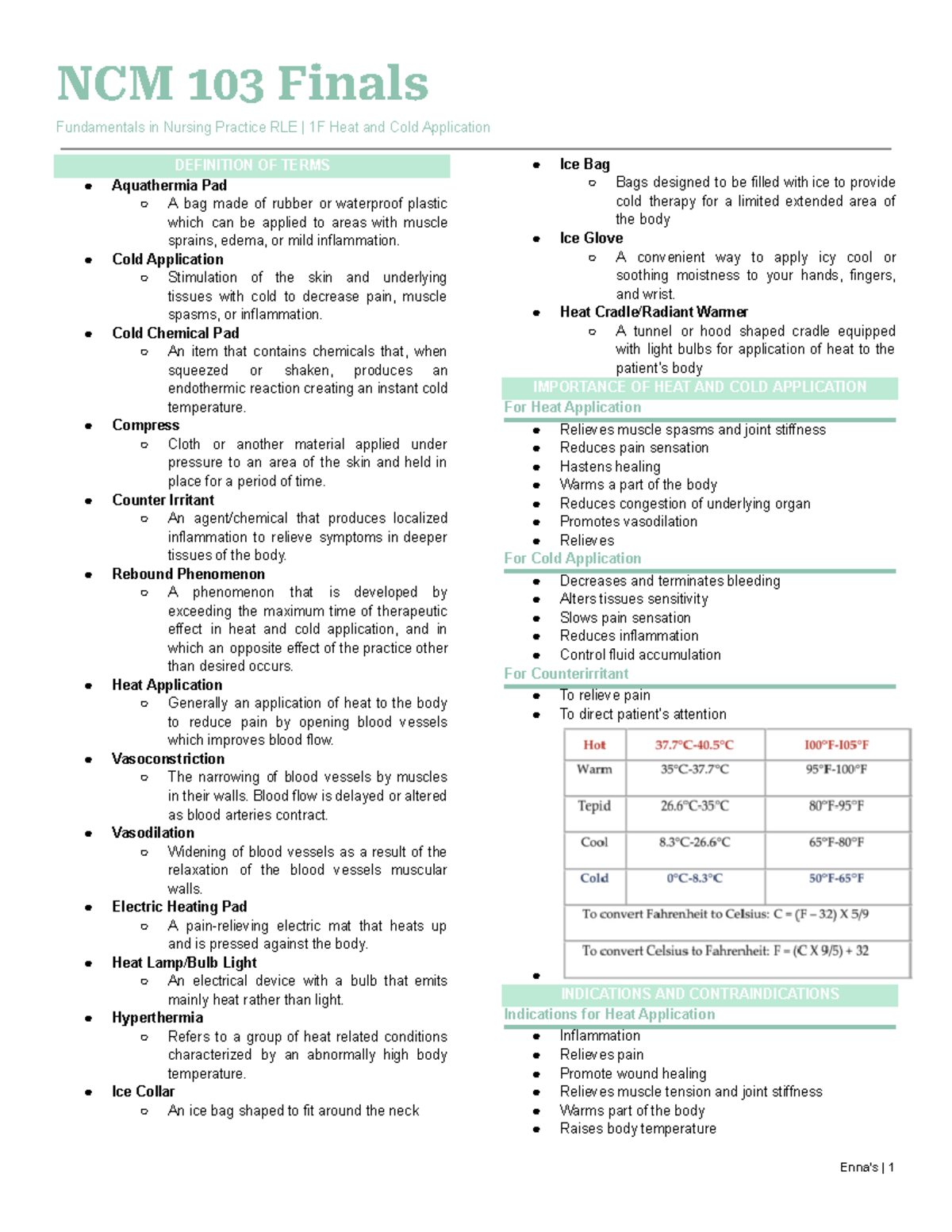 NCM 103 Heat and Cold Application #3 - NCM 103 Finals Fundamentals in ...