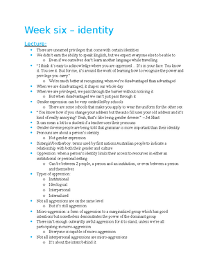 Week 11 - Lecture notes with Kellie Buckley-Walker - Week eleven ...