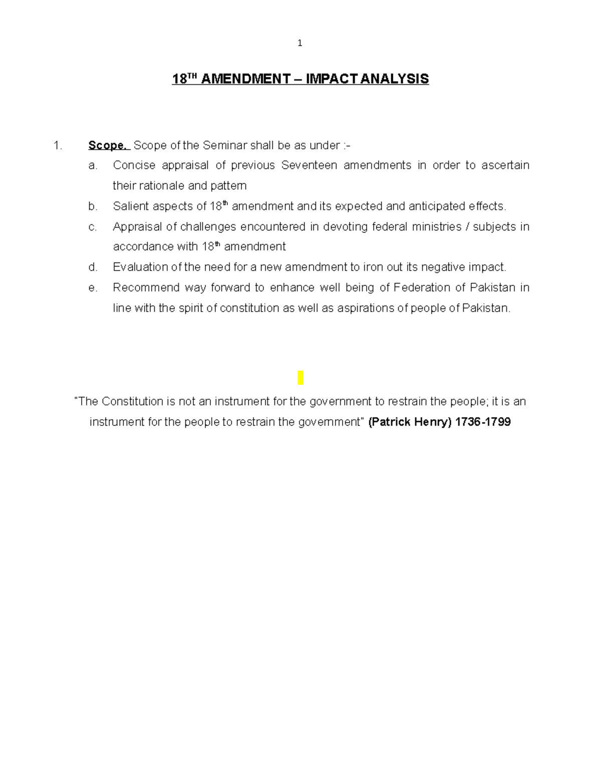 18th amendment research - 18 TH AMENDMENT – IMPACT ANALYSIS Scope ...