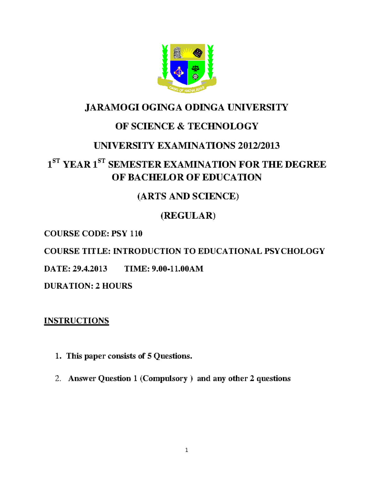 psy 110 experiment assignment