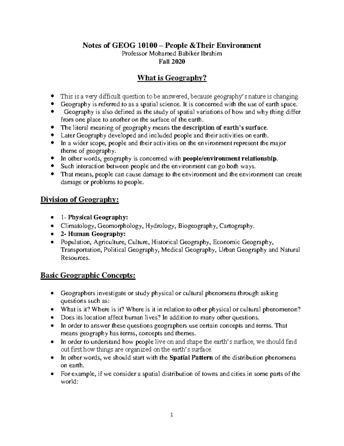 Notes GEOG10100 Class 2 - Notes Of GEOG 10100 – People &Their ...