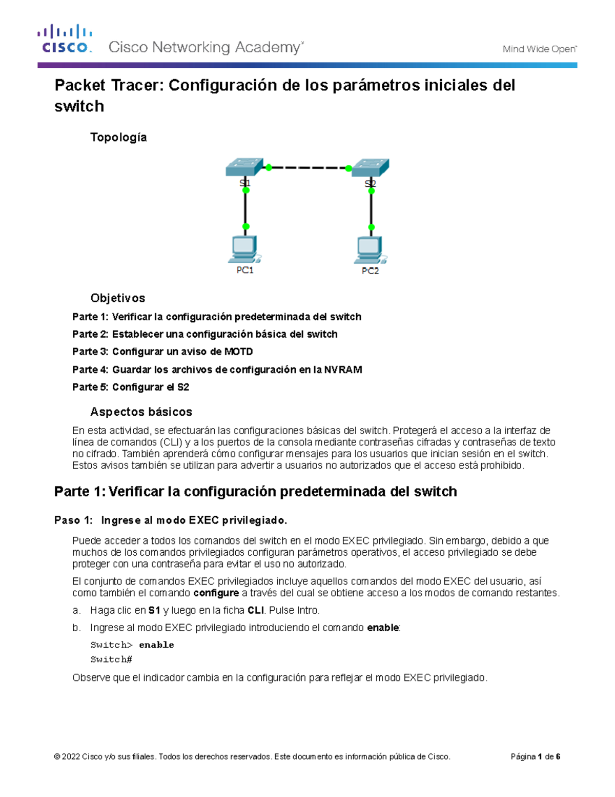 Lab 8 - laboratorio de redes lan - Packet Tracer: Configuración de los ...