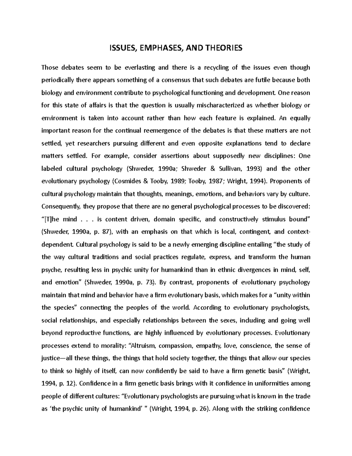 Issues, Emphases, AND Theories - ISSUES, EMPHASES, AND THEORIES Those ...