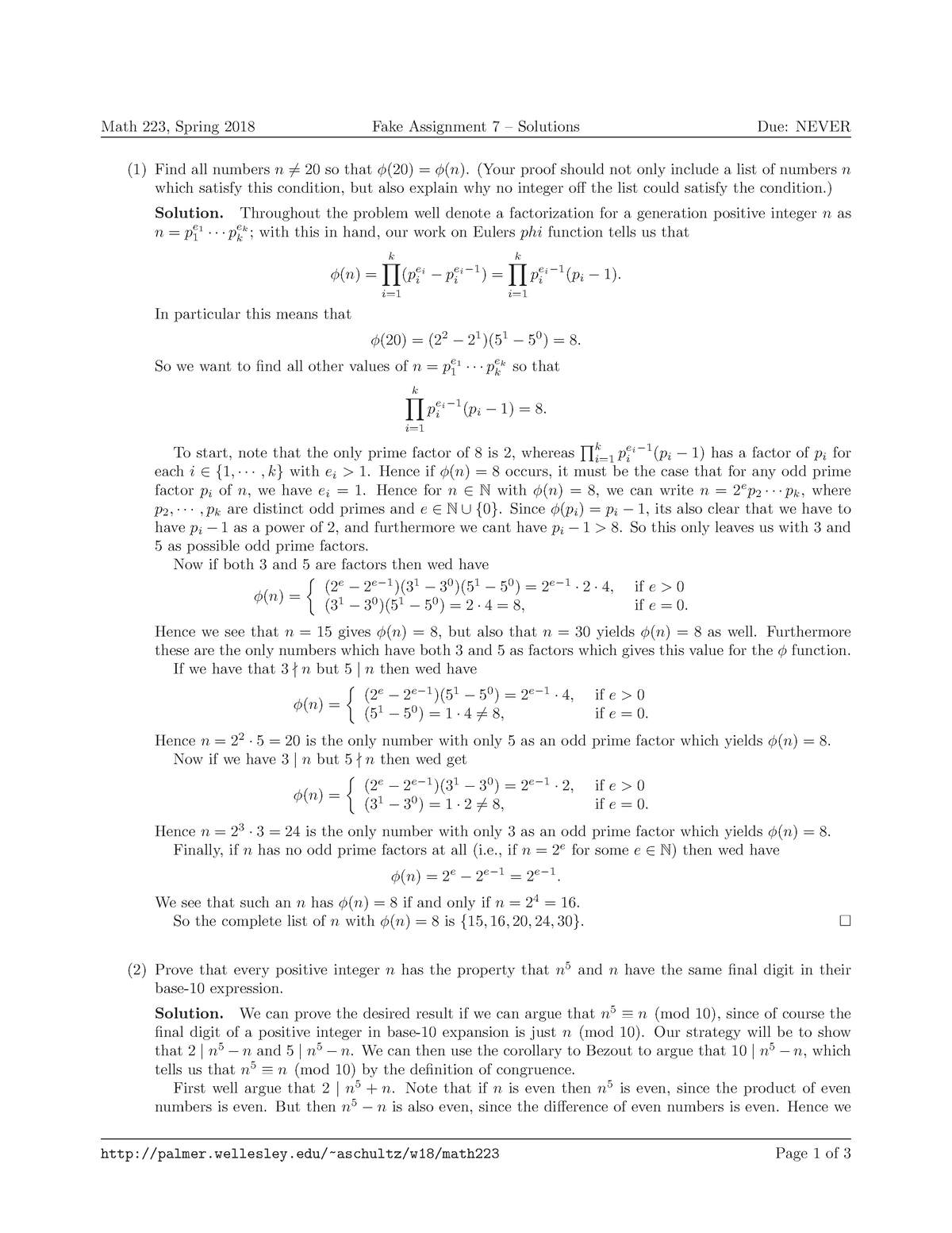 fake math assignment