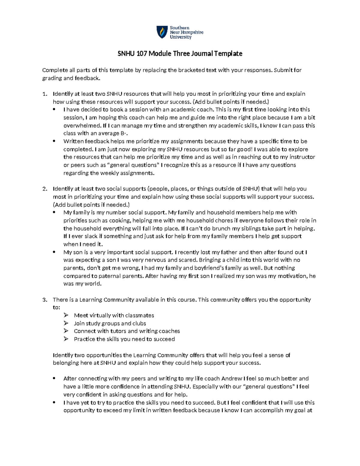 SNHU 107 Module Three Journal Template - SNHU 107 Module Three Journal ...